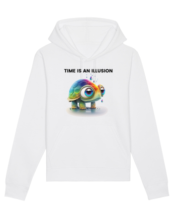 Broasca testoasa pictata in acuarela cu mesajul  Time is an Illusion White