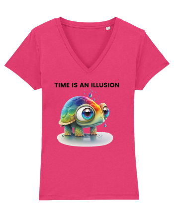 Broasca testoasa pictata in acuarela cu mesajul  Time is an Illusion Raspberry
