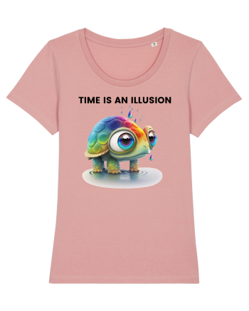 Broasca testoasa pictata in acuarela cu mesajul  Time is an Illusion Canyon Pink