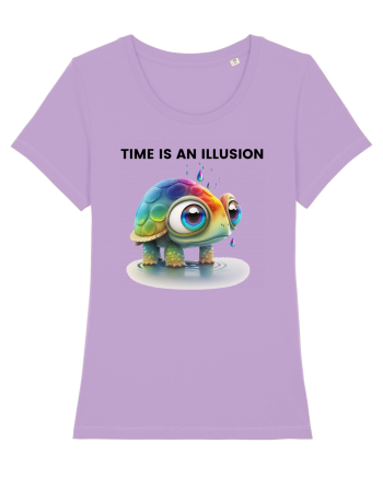 Broasca testoasa pictata in acuarela cu mesajul  Time is an Illusion Lavender Dawn