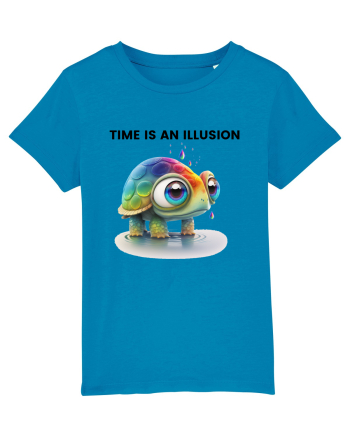 Broasca testoasa pictata in acuarela cu mesajul  Time is an Illusion Azur