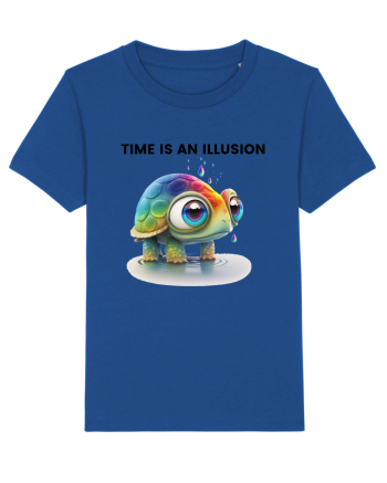 Broasca testoasa pictata in acuarela cu mesajul  Time is an Illusion Majorelle Blue