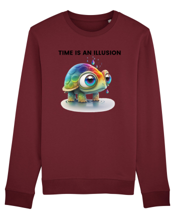 Broasca testoasa pictata in acuarela cu mesajul  Time is an Illusion Burgundy