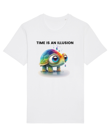 Broasca testoasa pictata in acuarela cu mesajul  Time is an Illusion White
