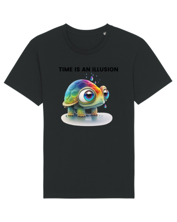 Broasca testoasa pictata in acuarela cu mesajul  Time is an Illusion Black