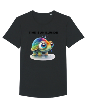 Broasca testoasa pictata in acuarela cu mesajul  Time is an Illusion Black