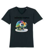 Broasca testoasa pictata in acuarela cu mesajul  Masor Timpul Tricou mânecă scurtă guler V Bărbat Presenter