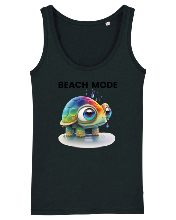 Broasca testoasa pictata in acuarela cu mesajul  Beach Mode Black