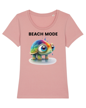 Broasca testoasa pictata in acuarela cu mesajul  Beach Mode Canyon Pink