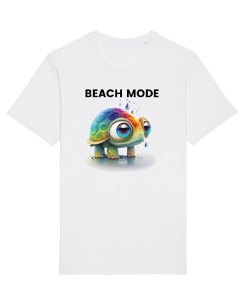 Broasca testoasa pictata in acuarela cu mesajul  Beach Mode White