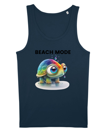 Broasca testoasa pictata in acuarela cu mesajul  Beach Mode Navy
