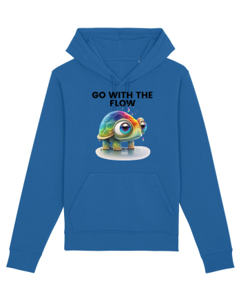 Broasca testoasa pictata in acuarela cu mesajul  Go with the Flow Royal Blue