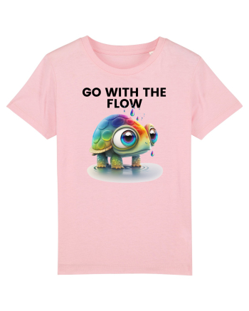 Broasca testoasa pictata in acuarela cu mesajul  Go with the Flow Cotton Pink