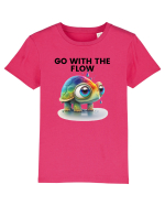 Broasca testoasa pictata in acuarela cu mesajul  Go with the Flow Tricou mânecă scurtă  Copii Mini Creator