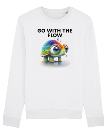 Broasca testoasa pictata in acuarela cu mesajul  Go with the Flow White