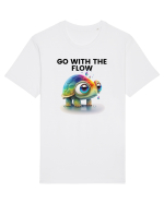 Broasca testoasa pictata in acuarela cu mesajul  Go with the Flow Tricou mânecă scurtă Unisex Rocker