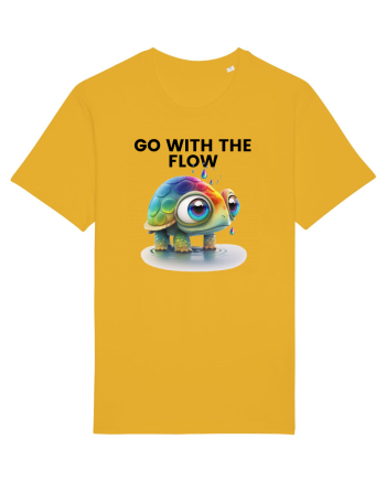 Broasca testoasa pictata in acuarela cu mesajul  Go with the Flow Spectra Yellow