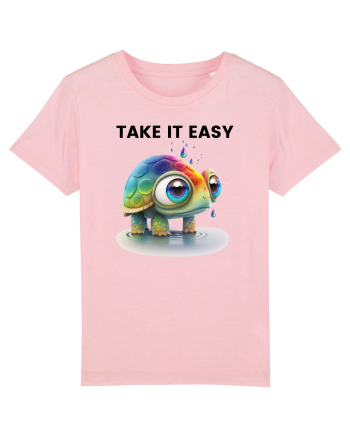 Broasca testoasa pictata in acuarela cu mesajul  Take it Easy Cotton Pink