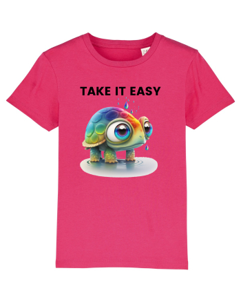 Broasca testoasa pictata in acuarela cu mesajul  Take it Easy Raspberry