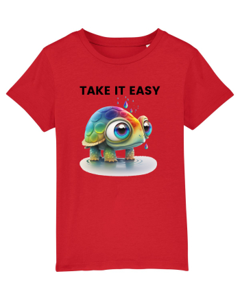 Broasca testoasa pictata in acuarela cu mesajul  Take it Easy Red