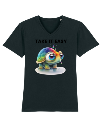 Broasca testoasa pictata in acuarela cu mesajul  Take it Easy Black