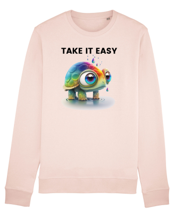 Broasca testoasa pictata in acuarela cu mesajul  Take it Easy Candy Pink