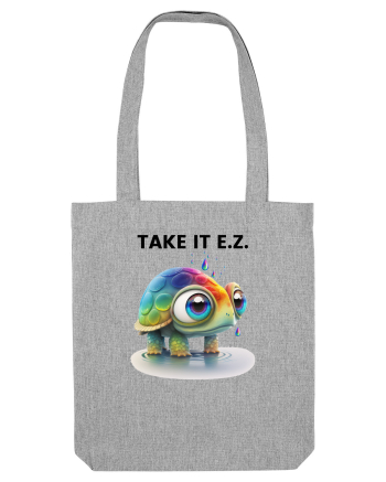 Broasca testoasa pictata in acuarela cu mesajul  Take it E.Z. Heather Grey