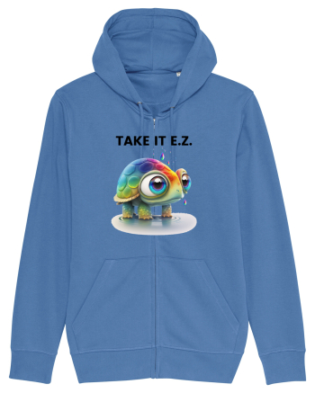 Broasca testoasa pictata in acuarela cu mesajul  Take it E.Z. Bright Blue