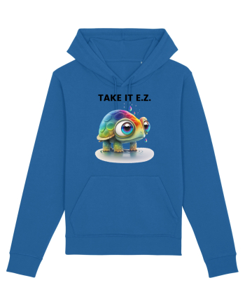 Broasca testoasa pictata in acuarela cu mesajul  Take it E.Z. Royal Blue