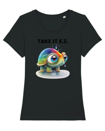 Broasca testoasa pictata in acuarela cu mesajul  Take it E.Z. Black