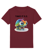 Broasca testoasa pictata in acuarela cu mesajul  Take it E.Z. Tricou mânecă scurtă  Copii Mini Creator