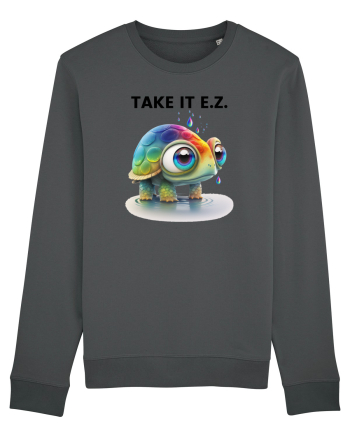 Broasca testoasa pictata in acuarela cu mesajul  Take it E.Z. Anthracite