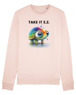 Broasca testoasa pictata in acuarela cu mesajul  Take it E.Z. Bluză mânecă lungă Unisex Rise