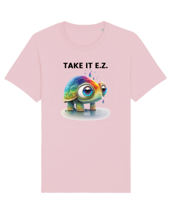 Broasca testoasa pictata in acuarela cu mesajul  Take it E.Z. Cotton Pink