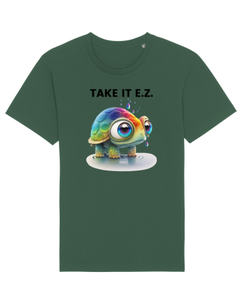 Broasca testoasa pictata in acuarela cu mesajul  Take it E.Z. Bottle Green