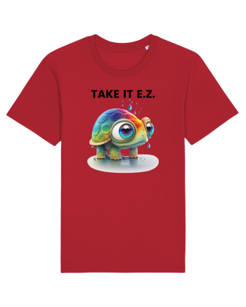 Broasca testoasa pictata in acuarela cu mesajul  Take it E.Z. Red