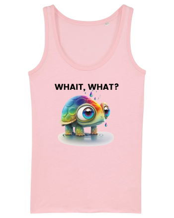 Broasca testoasa pictata in acuarela cu mesajul Wait, What? Cotton Pink