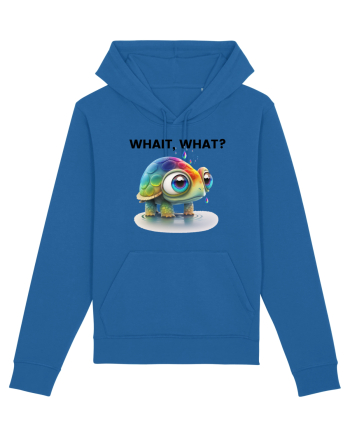 Broasca testoasa pictata in acuarela cu mesajul Wait, What? Royal Blue