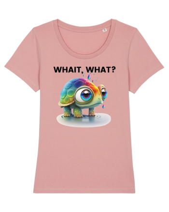 Broasca testoasa pictata in acuarela cu mesajul Wait, What? Canyon Pink