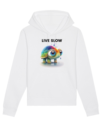 Broasca testoasa pictata in acuarela cu mesajul Live Slow White