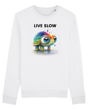 Broasca testoasa pictata in acuarela cu mesajul Live Slow White