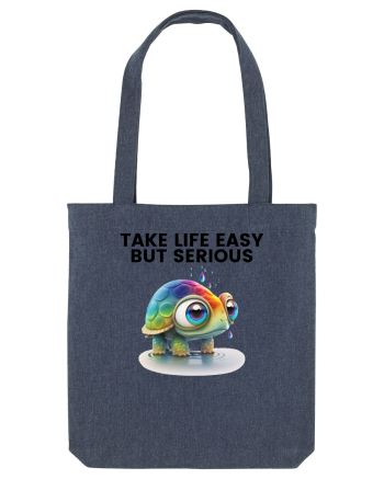 Broasca testoasa pictata in acuarela cu mesajul Take Life Easy but Serious Midnight Blue