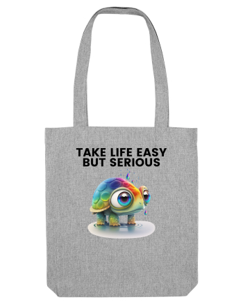 Broasca testoasa pictata in acuarela cu mesajul Take Life Easy but Serious Heather Grey