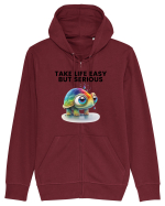 Broasca testoasa pictata in acuarela cu mesajul Take Life Easy but Serious Hanorac cu fermoar Unisex Connector