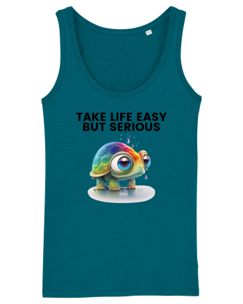 Broasca testoasa pictata in acuarela cu mesajul Take Life Easy but Serious Ocean Depth
