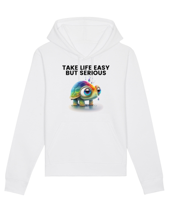 Broasca testoasa pictata in acuarela cu mesajul Take Life Easy but Serious White