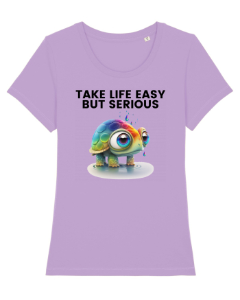 Broasca testoasa pictata in acuarela cu mesajul Take Life Easy but Serious Lavender Dawn