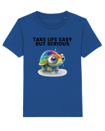 Broasca testoasa pictata in acuarela cu mesajul Take Life Easy but Serious Tricou mânecă scurtă  Copii Mini Creator