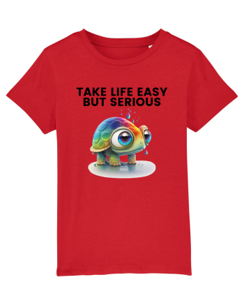 Broasca testoasa pictata in acuarela cu mesajul Take Life Easy but Serious Red