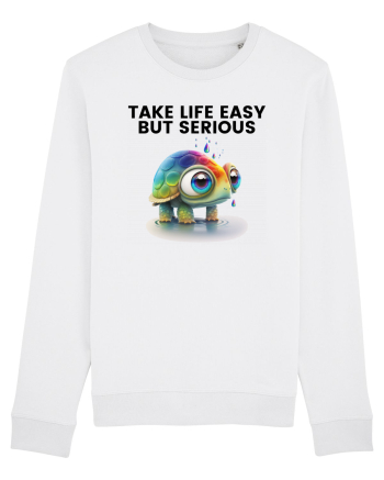 Broasca testoasa pictata in acuarela cu mesajul Take Life Easy but Serious White